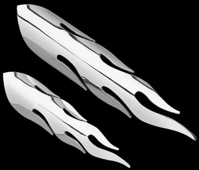 Custom Chrome 11-3/4" Chrome Flame Universal Exhaust Heat Shield Cover W/ Clamps For 2" Pipes