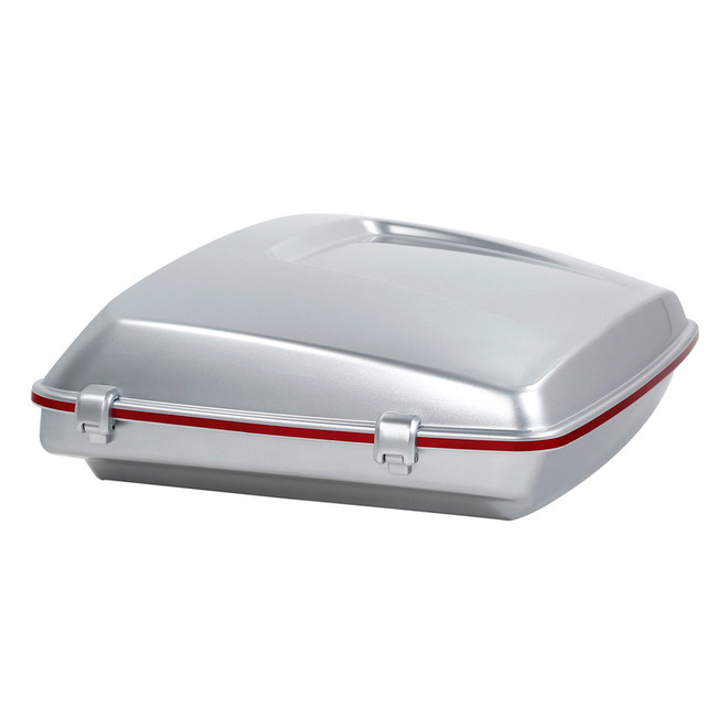 HR3 Candy Red / Silver Honeycomb Fade 5.5" Razor Style Touring Trunk Luggage For 14-24 Harley Touring