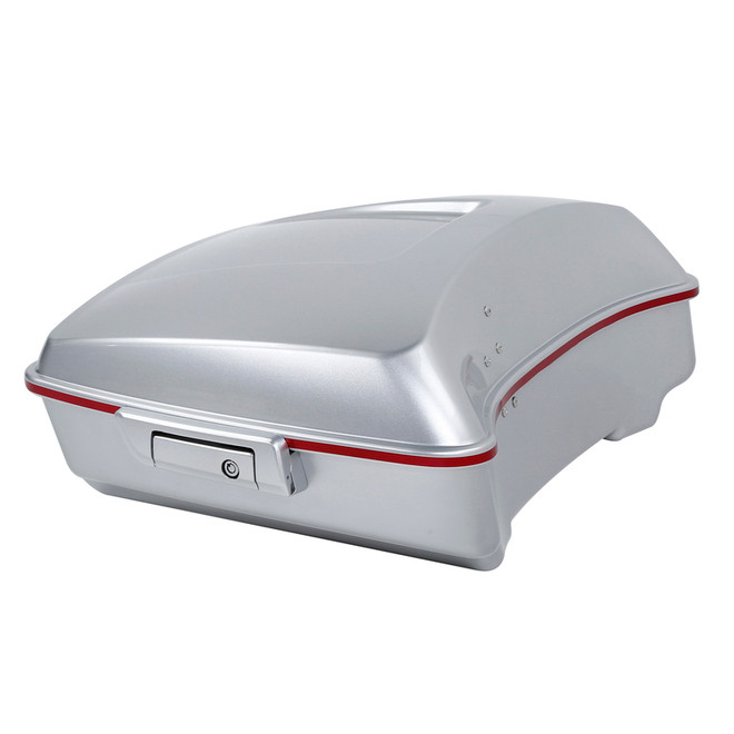 HR3 Candy Red / Silver Honeycomb Fade 10.7" Chopped Style Touring Trunk Luggage For 14-24 Harley Touring