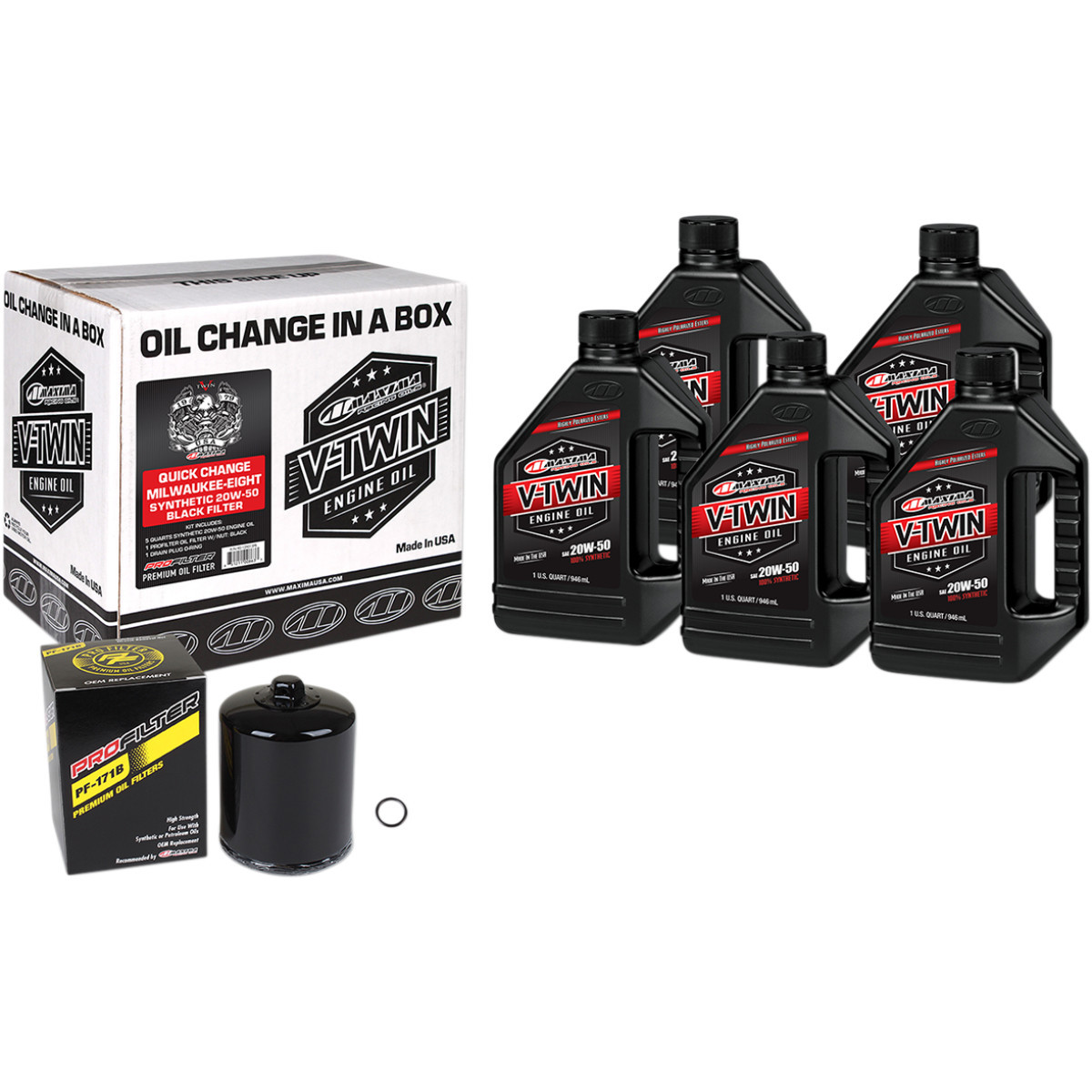 Maxima Racing OIL #90-129015PB - Quick Change M8 Synthetic 20W-50 Oil Change Kit - Black Filter