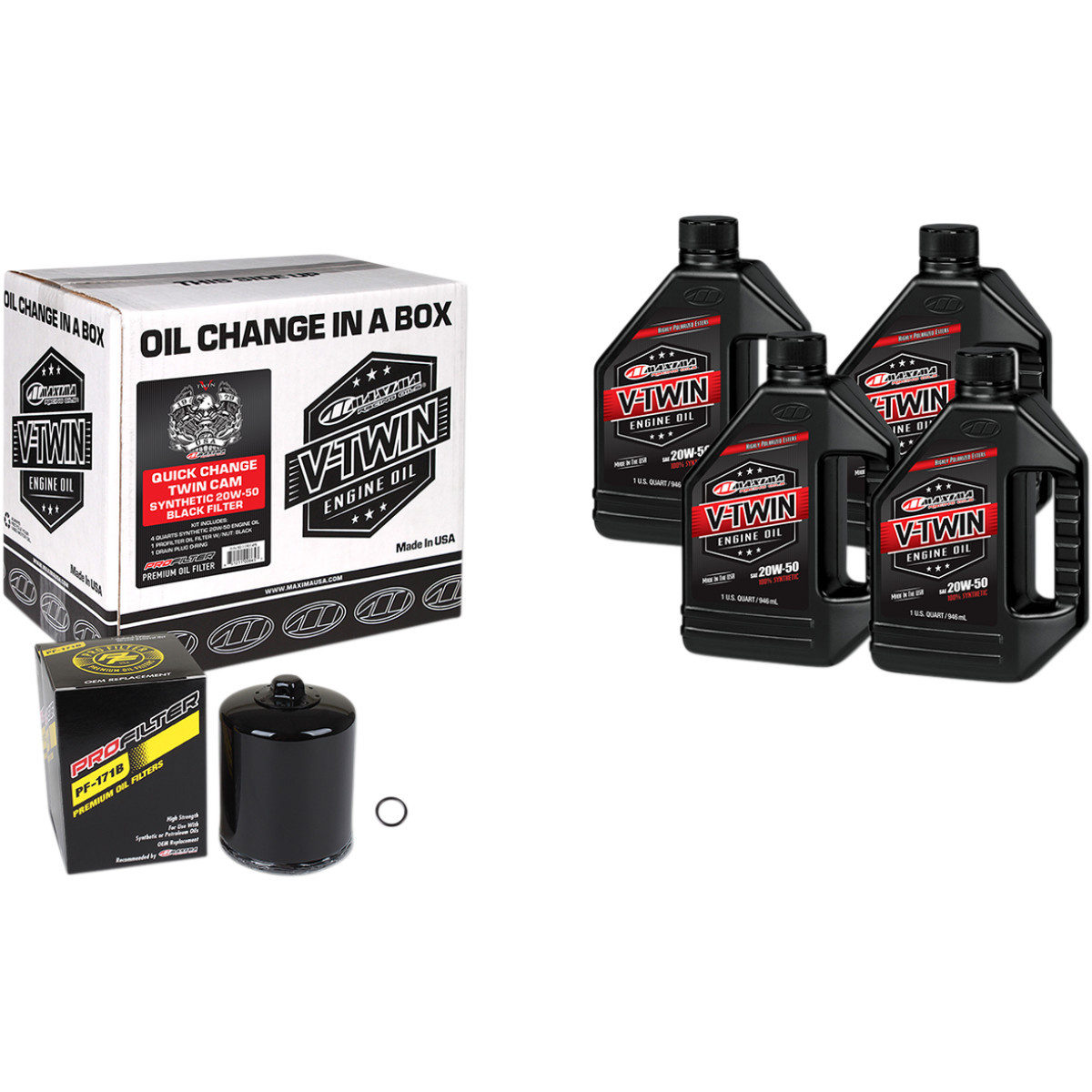 Maxima Racing OIL #90-119014PB - Quick Change Twin Cam Synthetic 20W-50 Oil Change Kit - Black Filter