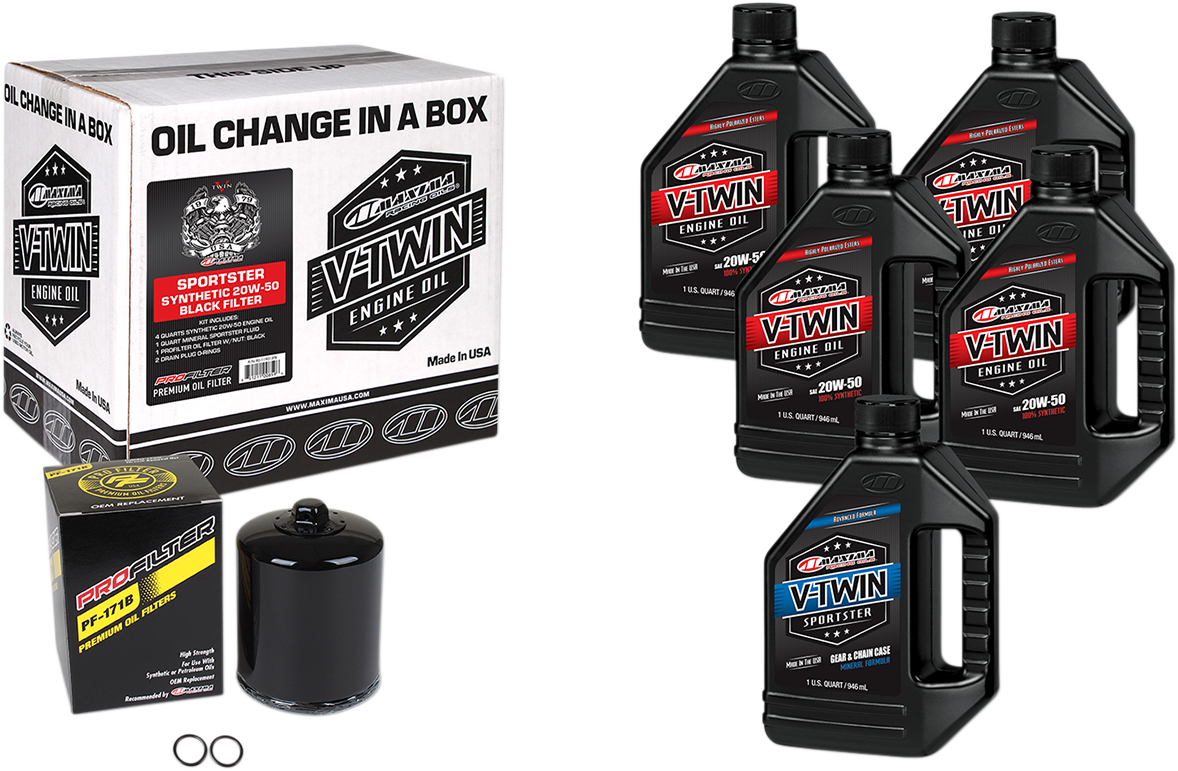 Sportster Synthetic 20W-50 Oil Change Kit - Black Filter