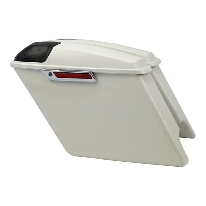 HR3 Bonneville salt denim 5" Stretched Extended Saddlebags with speaker lids For Harley Touring 2014-2023