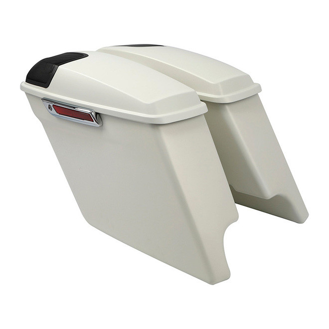 HR3 Bonneville salt denim 5" Stretched Extended Saddlebags with speaker lids For Harley Touring 2014-2023