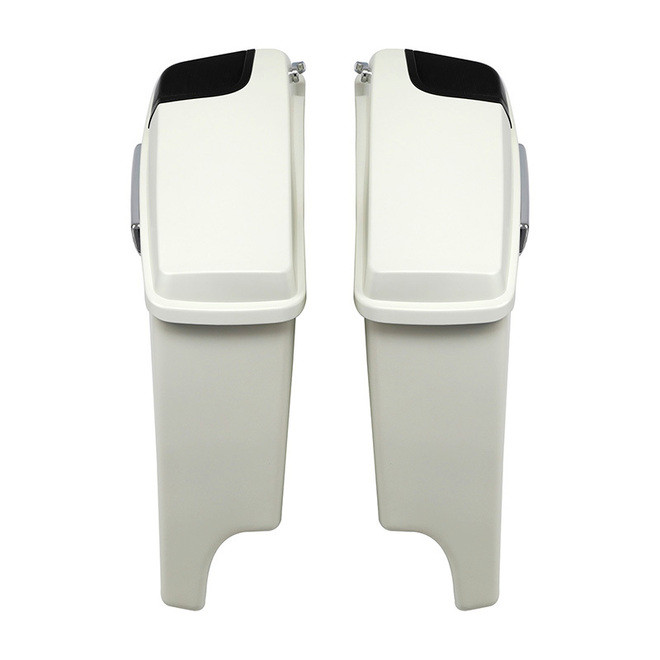 HR3 Bonneville salt denim 5" Stretched Extended Saddlebags with speaker lids For Harley Touring 2014-2023