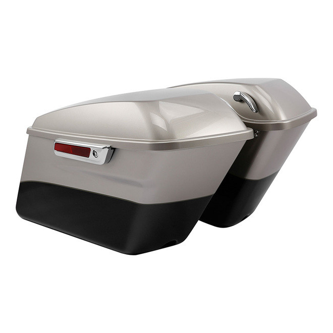 HR3 Silver Fortune / Black Tempest Hard Saddlebags (Regular) For 14-23 Harley Touring