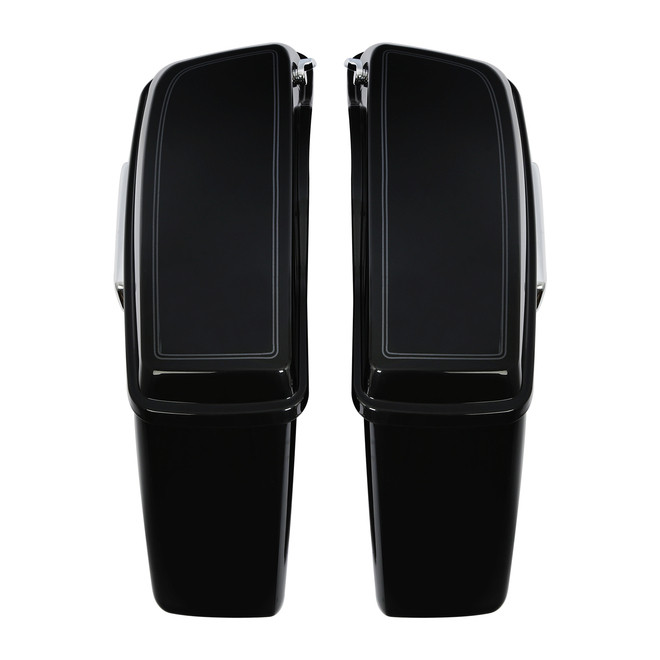 BLACK TEMPEST W/ DUAL SILVER LINES HARD SADDLEBAGS (REGULAR)