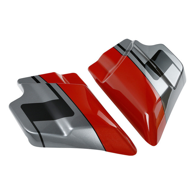 PEARL RED & SILVER GRAY / SIDE COVERS FOR TOURING 09-UP/ 1PR
