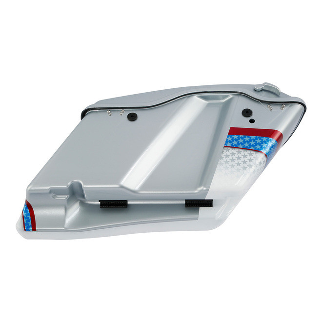 HR3 White Flake Fade CVO Stretched Saddlebags For 14-23 Harley Touring