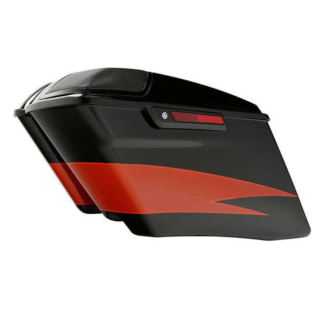 HR3 Sunburst Orange / Starfire Black CVO Stretched Saddlebags with Speaker Lids For 14-23 Harley Touring