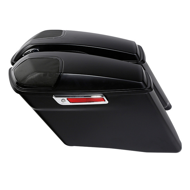 HR3 Black Denim CVO Stretched Saddlebags with Speaker Lids For 14-23 Harley Touring