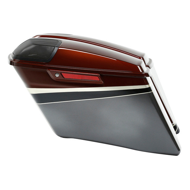 AUBURN BROWN/BLACK/INDUSTRIAL GRAY CVO STRETCHED SADDLEBAGS