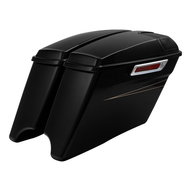 HR3 Black Quartz 2016RGS CVO Stretched Saddlebags with Speaker Lids For 14-23 Harley Touring