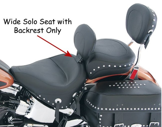 WIDE SOLO SEAT WITH DRIVER BACKREST (SOLD SEPARATE) &amp; REAR SEAT (SOLD SEPARATE)  FOR SOFTAIL