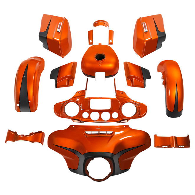 HR3 Scorched Orange / Black Denim Complete Body Fairing Kit For Harley Street Glide Special FLHXS 14-23