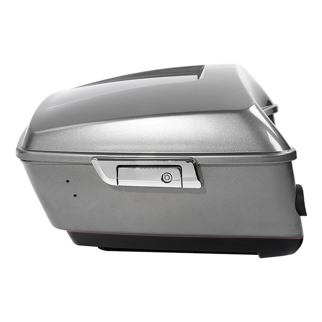 HR3 Billet Silver / Vivid Black 2017RGU King Size Touring Trunk Luggage with Speaker Cut Outs For 14-24 Harley Touring