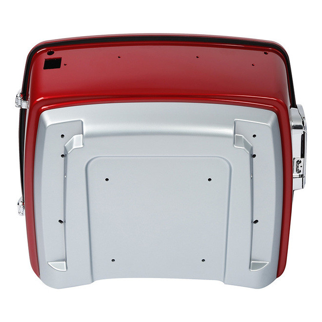 HR3 Wicked Red / Barracuda Silver King Size Touring Trunk Luggage with Speaker Cut Outs For 14-24 Harley Touring