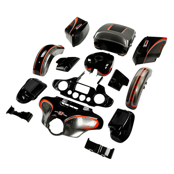 HR3 Black Honeycomb Fade Complete Body Fairing Kit For Harley Ultra Limited FLHTK 14-23