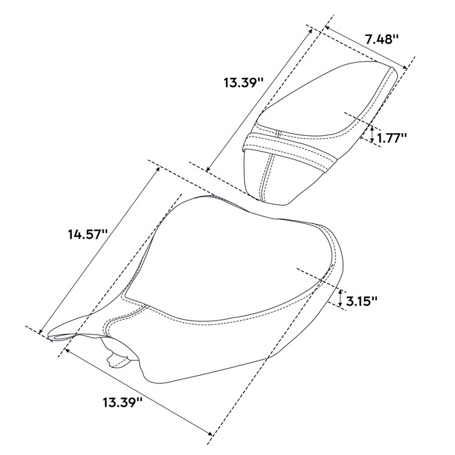 RX04-04-GN TWO-PIECE 2-UP SEAT KAWASAKI Z900 2017-UP