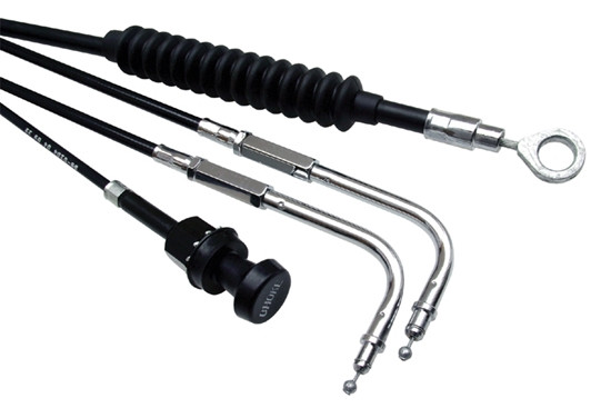 BLACK VINYL THROTTLE, IDLE &amp; CLUTCH CABLES FOR  BIG TWIN