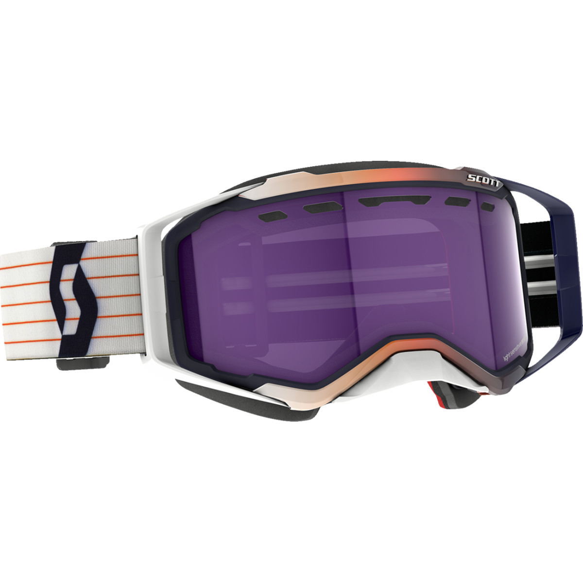 Scott #278603-1006307 - Prospect Snow Goggle - Blue/White - Dual Pane - Light Sensitive - Blue Chrome Lens