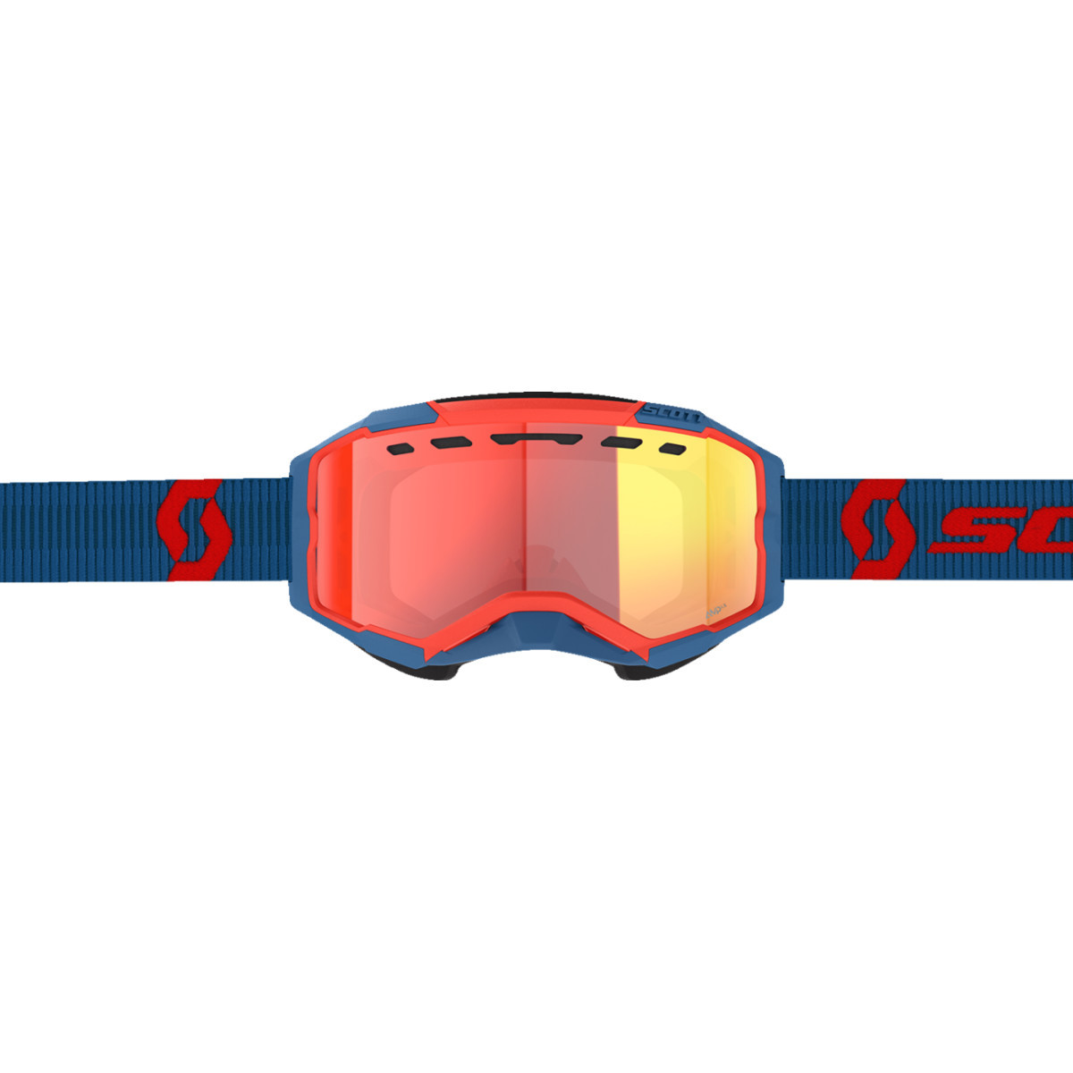 Scott #278604-7698341 - Fury LS Snow Cross Goggle - Dark Blue/Neon Red - Light Sensitive - Red Chrome Lens