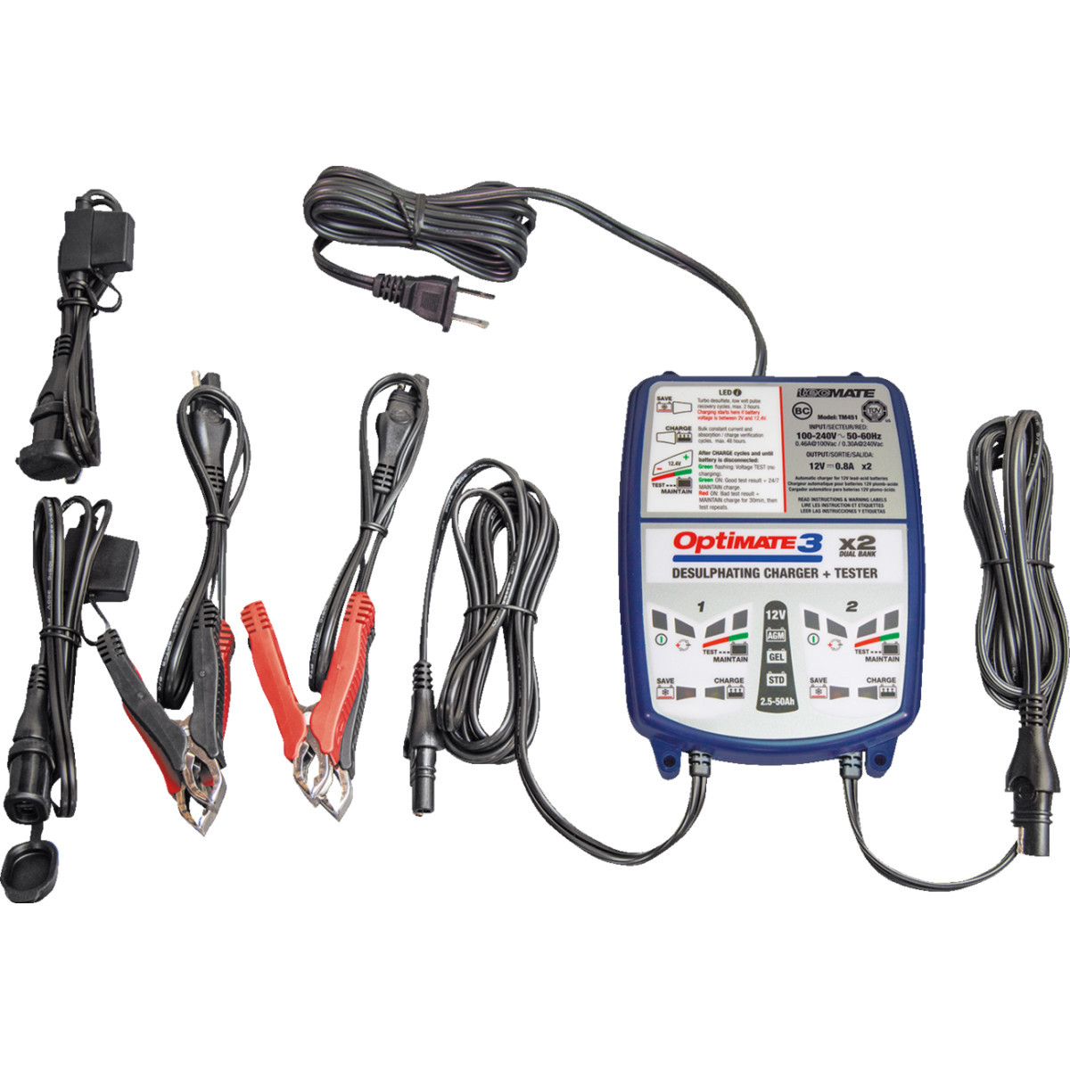 Tecmate #TM451 - Battery Charger/Maintainer - 2 Bank