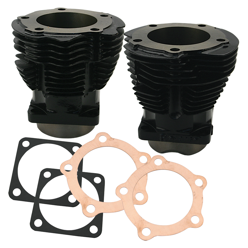 S&S Cycle #106-4512 - Cylinder, Set, 3-7/16" Bore, 5.530", w/ Gaskets, Hi-Temp Black, 1936-'47 OHV bt