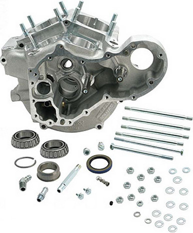 S&S Cycle #106-4369 - Crankcase, Assembly, 3-5/8" Bore, 2B Generator, No Oil Feed Hole, Packaged, Natural, For Tin Primary, 1936-'47 bt