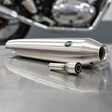 S&S Cycle #550-0855 - Muffler, Kit, 50 State, Brushed, Stainless Steel, 2019-'25 Royal Enfield 650 Twin