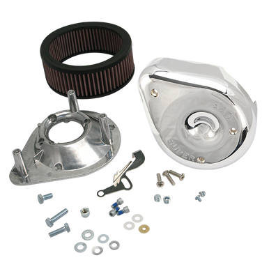 S&S Cycle #17-0440 - Air Cleaner, Kit, Super E/G, Teardrop, Notched, Chrome, 1966-'84 bt