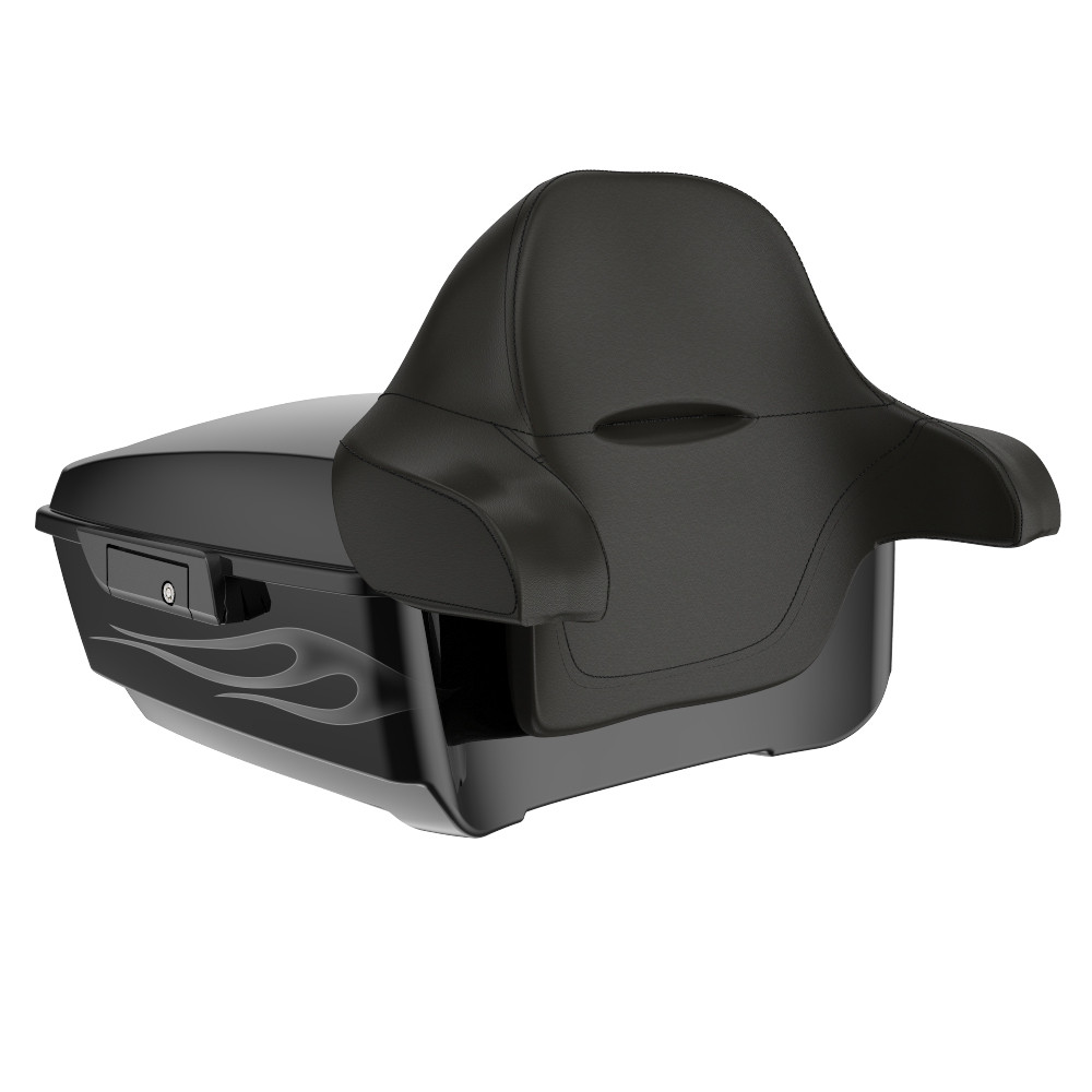 Advanblack King Rear Tour Trunk Pack For '97-'26 Harley Touring / Softail — Midnight Firestorm