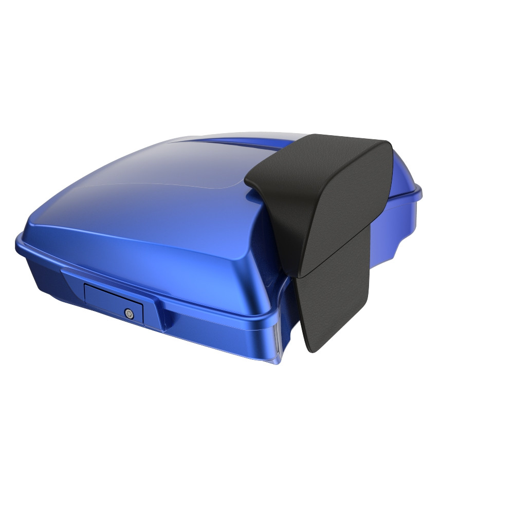 Advanblack Razor Rear Tour Trunk Pack For '97-'26 Harley Touring / Softail — Aurora Blue Denim