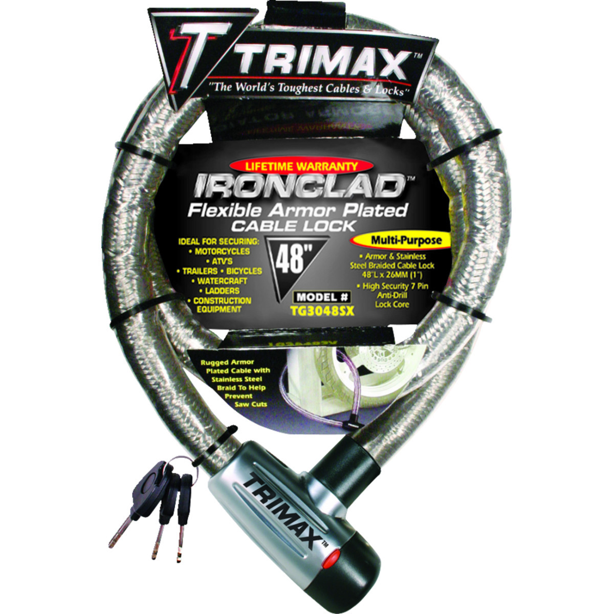 Trimax #TG3048SX - Braided Cable Lock - 48"