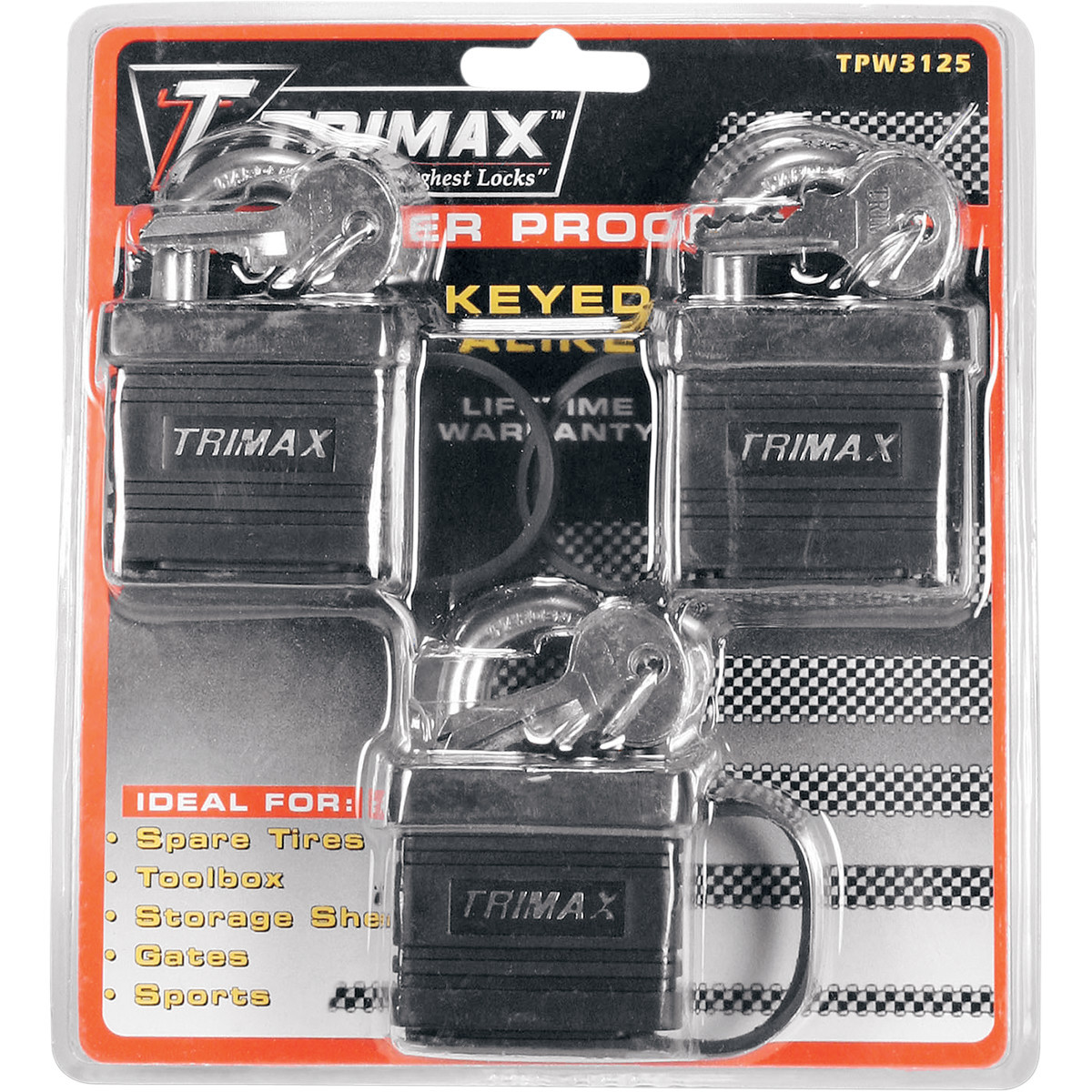 Trimax #TPW3125 - Dual-Locking Lock - 3 Pack