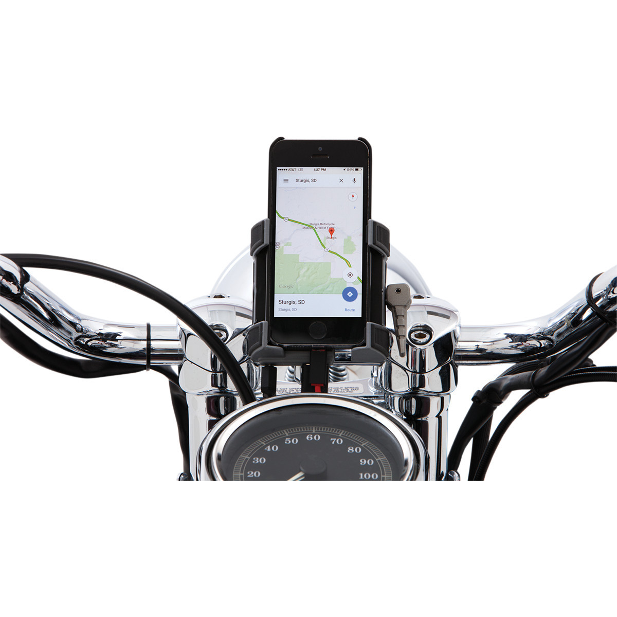 Ciro #50213 - Phone Holder w/Charger - 7/8"-1" Handlebar Mount - Black