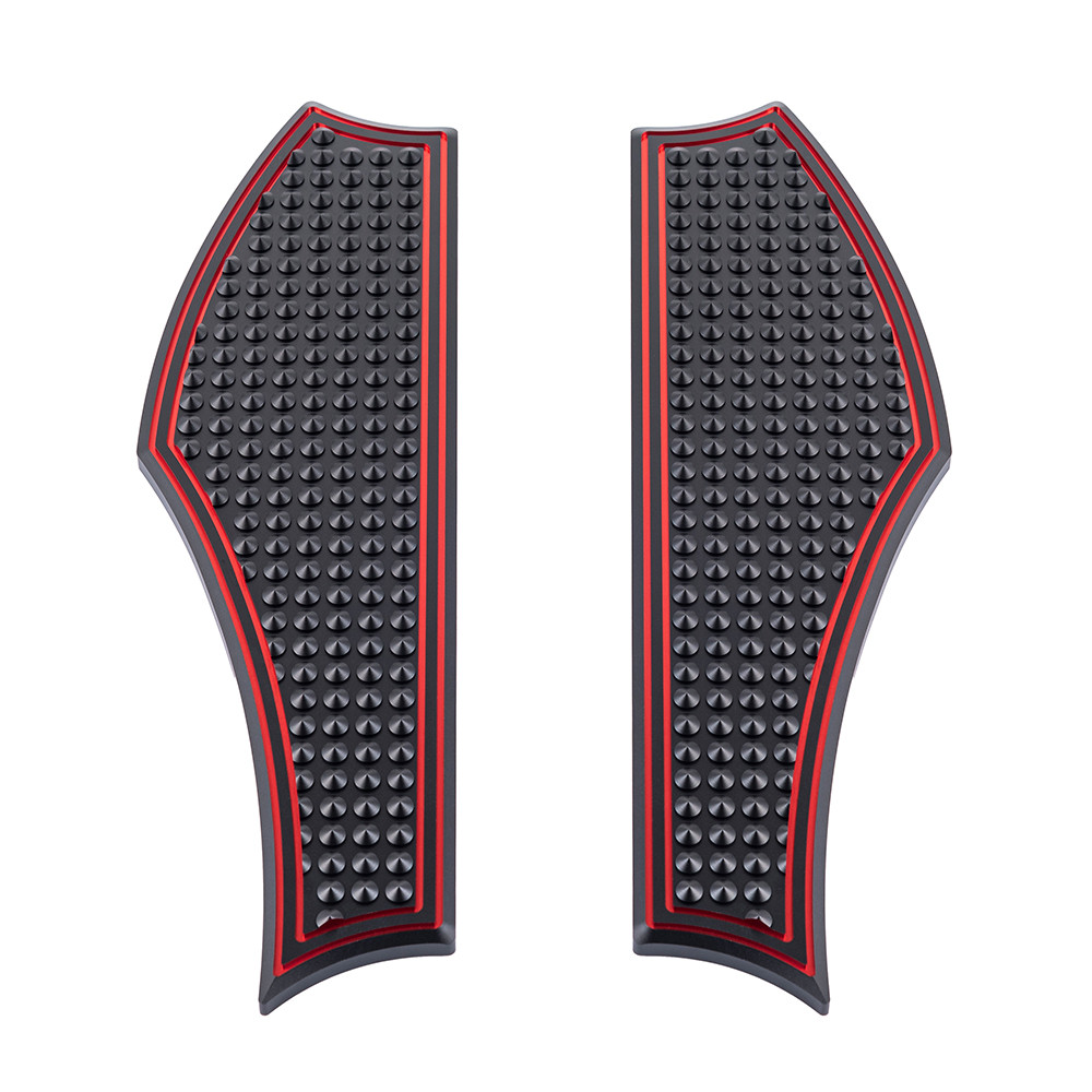 Advanblack Vengeance Front Rider Floorboards For Harley Tourings & Softail — Black / Red