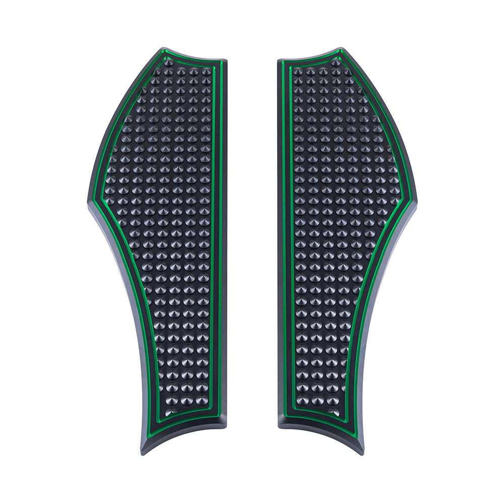 Advanblack Vengeance Front Rider Floorboards For Harley Tourings & Softail — Black / Green