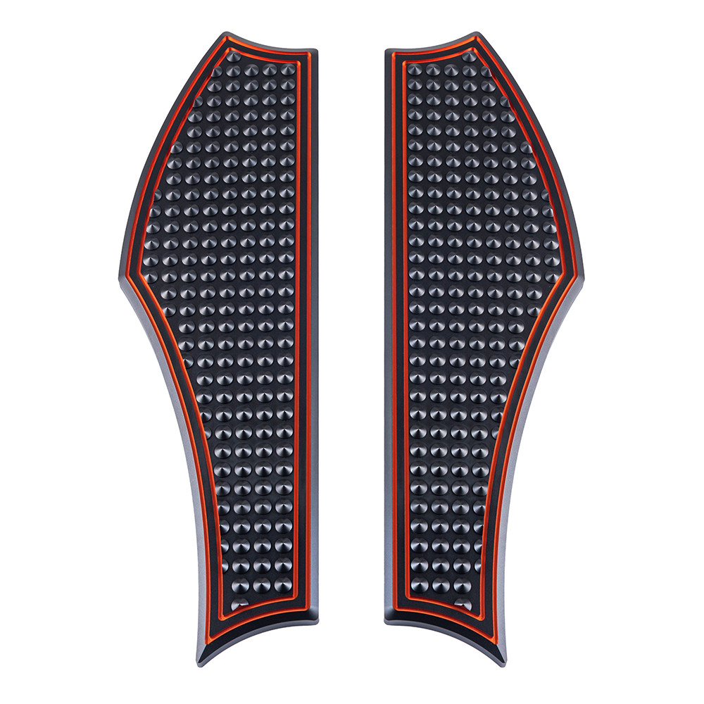 Advanblack Vengeance Front Rider Floorboards For Harley Tourings & Softail — Black / Orange