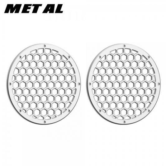 Black / Chrome Contrast CNC Aluminium HEX 8'' Speaker Grills
