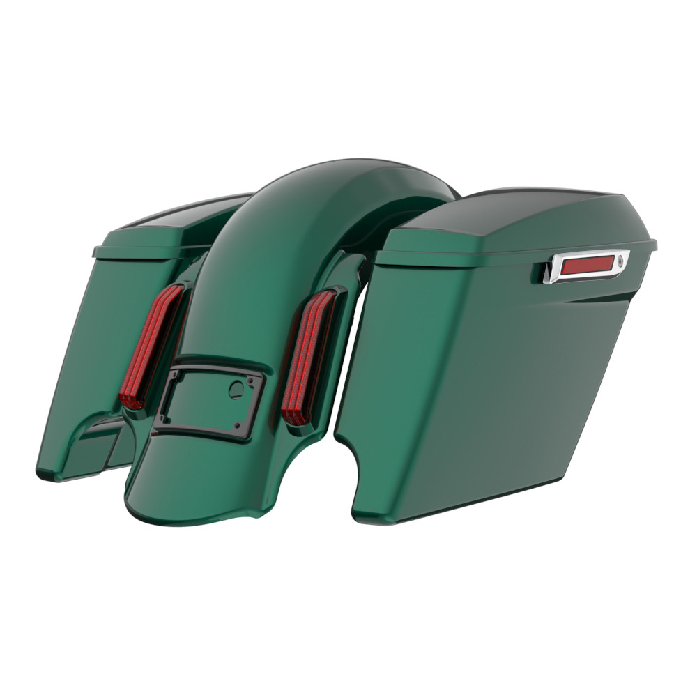 Color Matched stretched Bags, Lids Black Latch Hardware for '23.5Up Harley Touring CVO & '24Up Street Glide, Road Glide