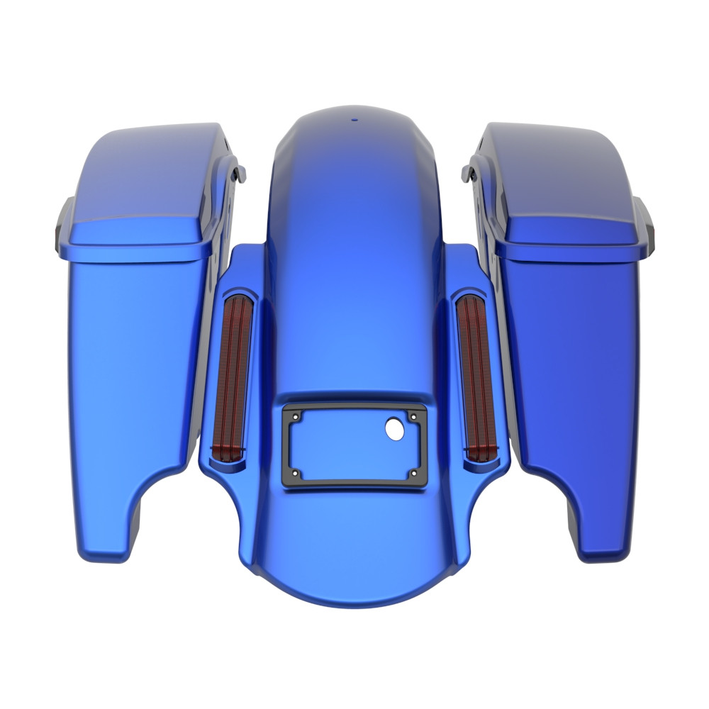 Color Matched stretched Bags, Lids Black Latch Hardware for '23.5Up Harley Touring CVO & '24Up Street Glide, Road Glide