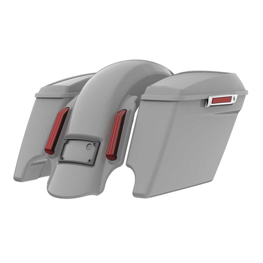 Color Matched stretched Bags, Lids Black Latch Hardware for '23.5Up Harley Touring CVO & '24Up Street Glide, Road Glide
