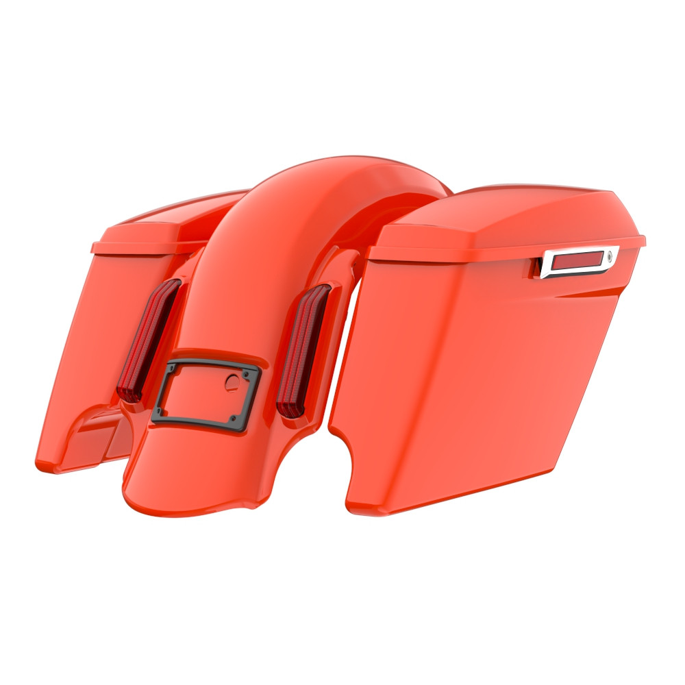 Color Matched stretched Bags, Lids Black Latch Hardware for '23.5Up Harley Touring CVO & '24Up Street Glide, Road Glide