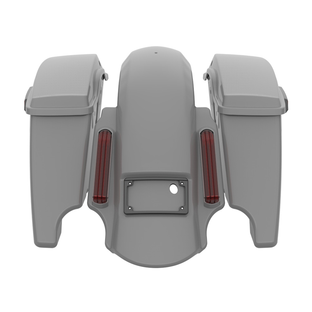 Color Matched stretched Bags, Lids Black Latch Hardware for '23.5Up Harley Touring CVO & '24Up Street Glide, Road Glide
