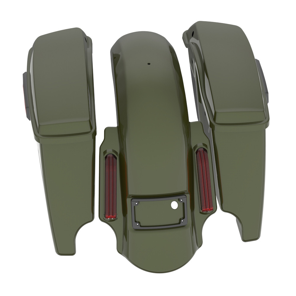 Color Matched stretched Bags, Lids Black Latch Hardware for '23.5Up Harley Touring CVO & '24Up Street Glide, Road Glide