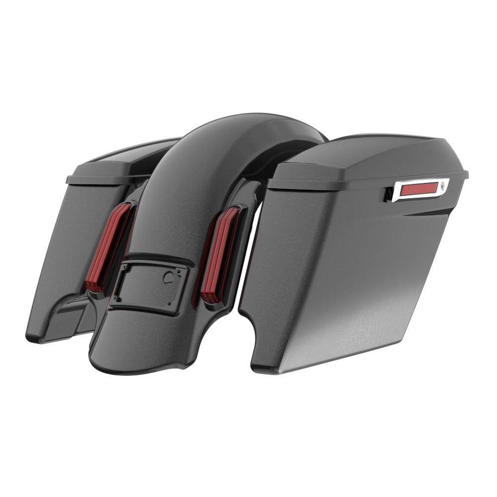 Color Matched stretched Bags, Lids Black Latch Hardware for '23.5Up Harley Touring CVO & '24Up Street Glide, Road Glide