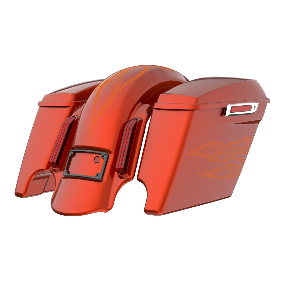 Color Matched stretched Bags, Lids Black Latch Hardware for '23.5Up Harley Touring CVO & '24Up Street Glide, Road Glide