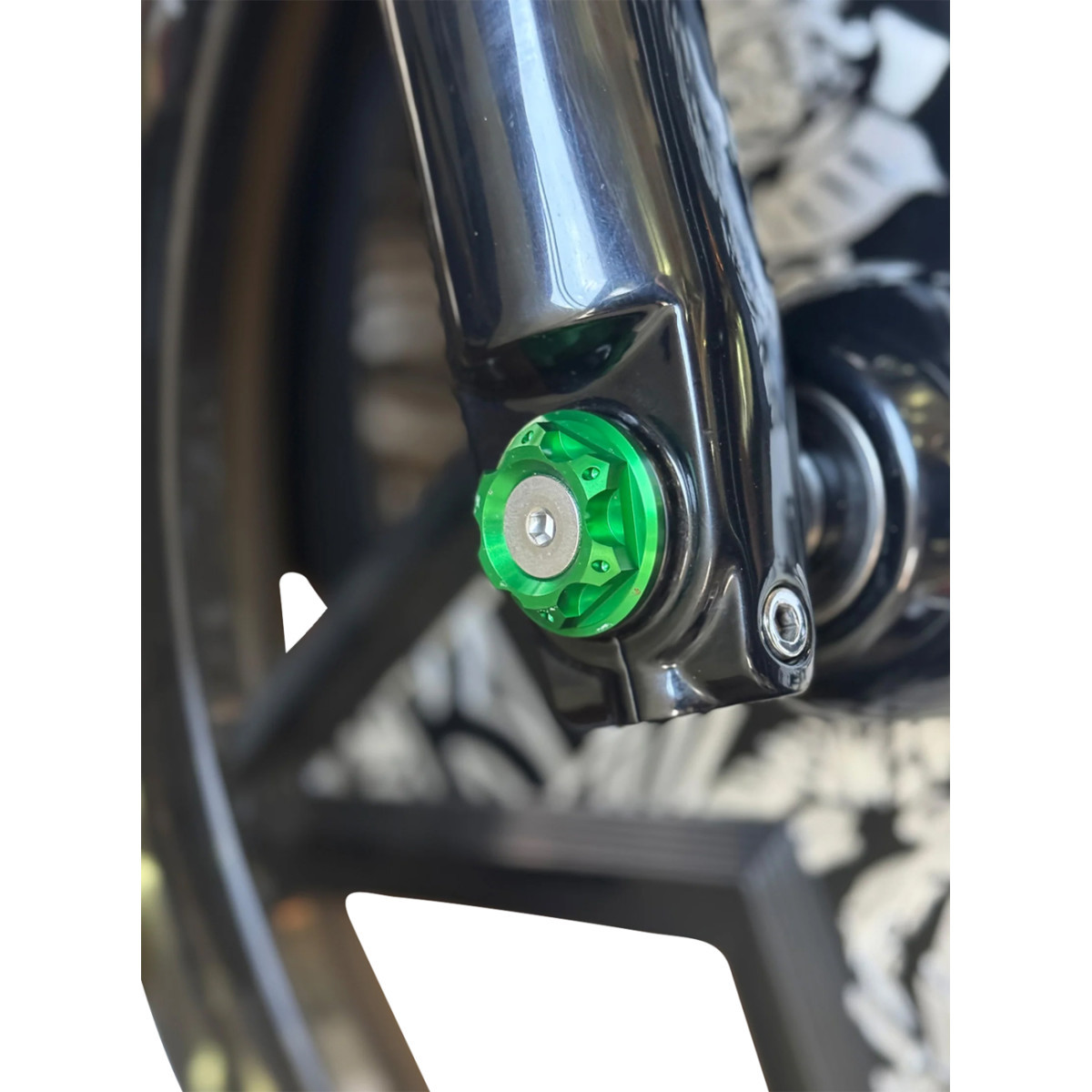 Paul Yaffe Bagger Nation #PYO:YAXLE-07-HT-GN - Y-Axle with Turret Style Axle Cover Kit - Custom - Front - Green - 1"
