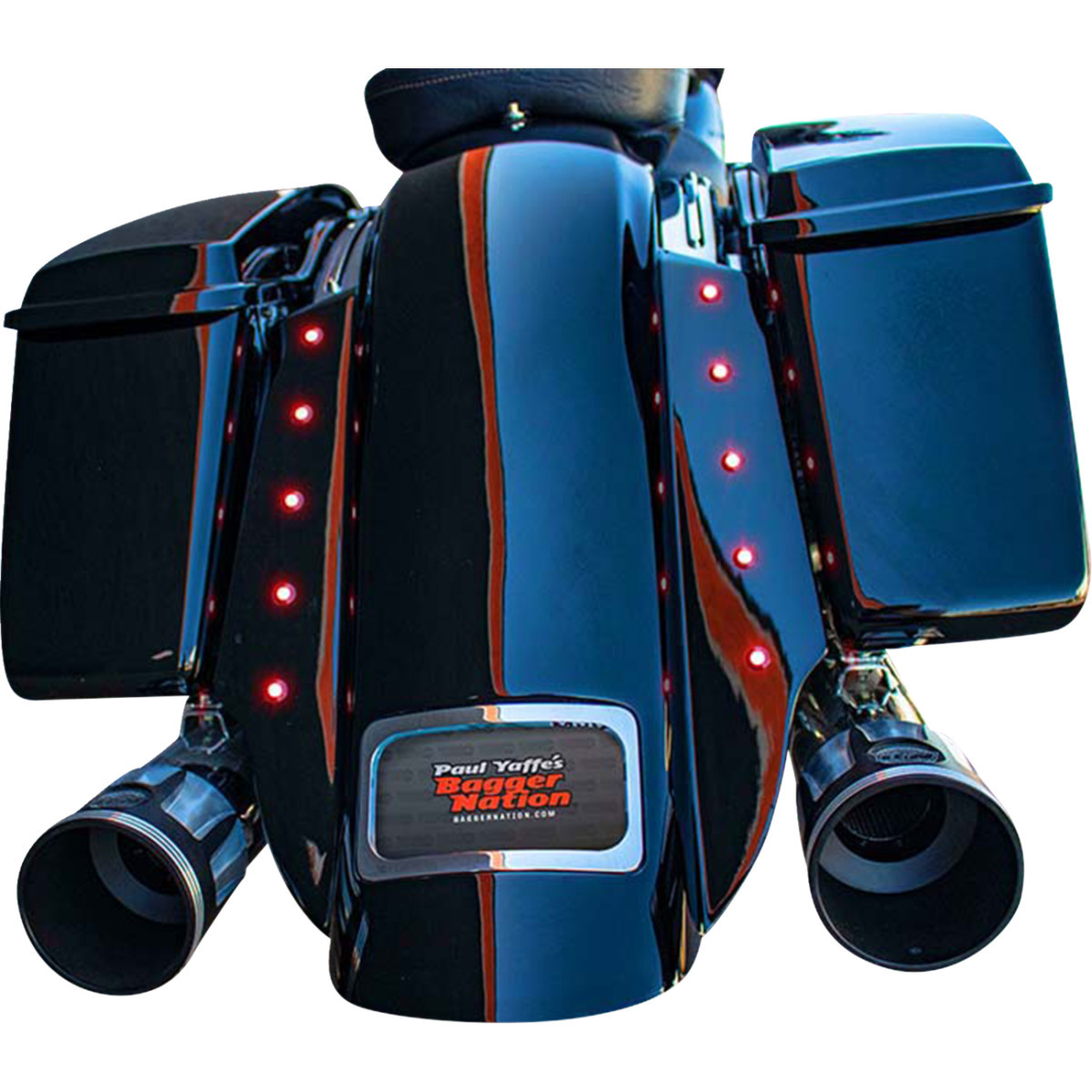 Paul Yaffe Bagger Nation #PYO:KIT-3PC-DO-STD-C - Swoop Rear Fender - With Side Covers - Chrome Plate Frame - Lightning Bolts - HD Touring